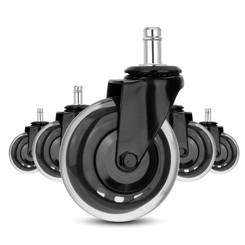 Factory direct supply black 3 inch casters, anti-winding universal chair wheels, industrial casters, furniture casters, PU universal casters