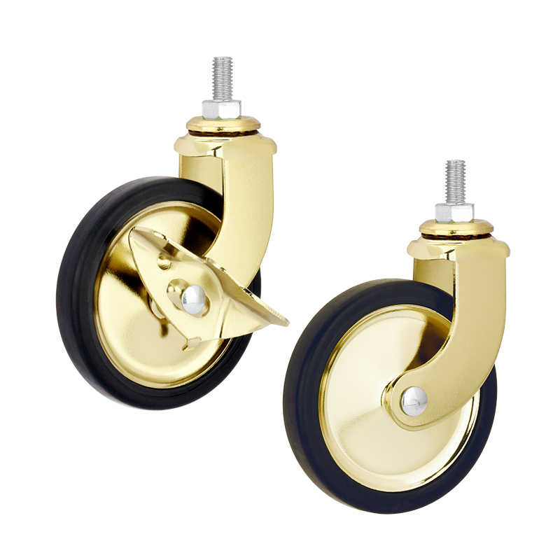 3 inch screw rod gold brake dining wheel universal PP caster trolley universal silent wheel pp furniture caster