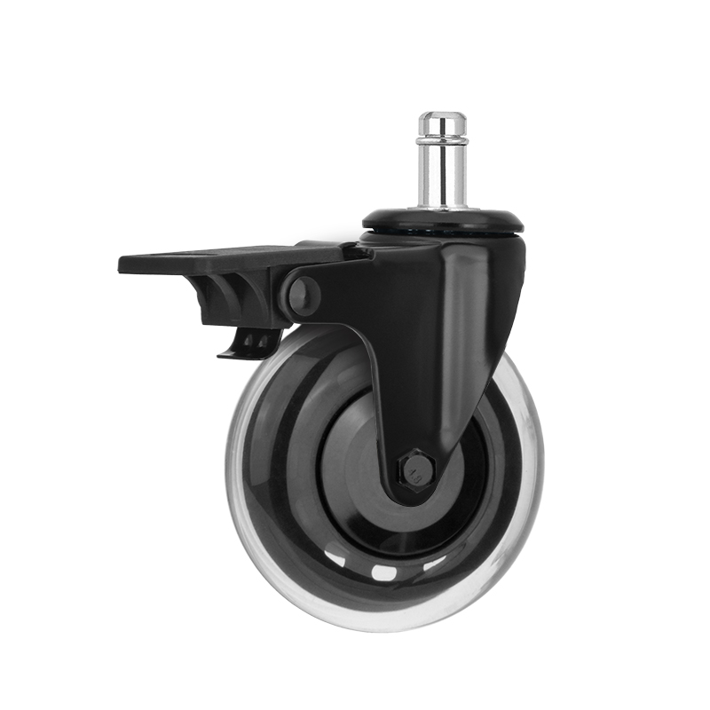 3 inch casters, anti-tangle brake chair wheels, PU industrial furniture casters, black cart wheels, household swivel casters
