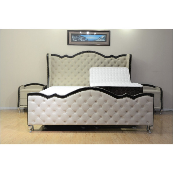 Huayang Wholesale Luxury Court-style P rincess Look Flat Upholstered Bed