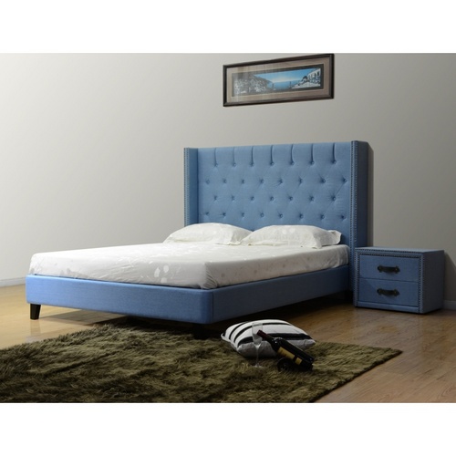 Huayang Customized Home Bedroom Furniture Blue Fabric Luxury Queen Size Bed