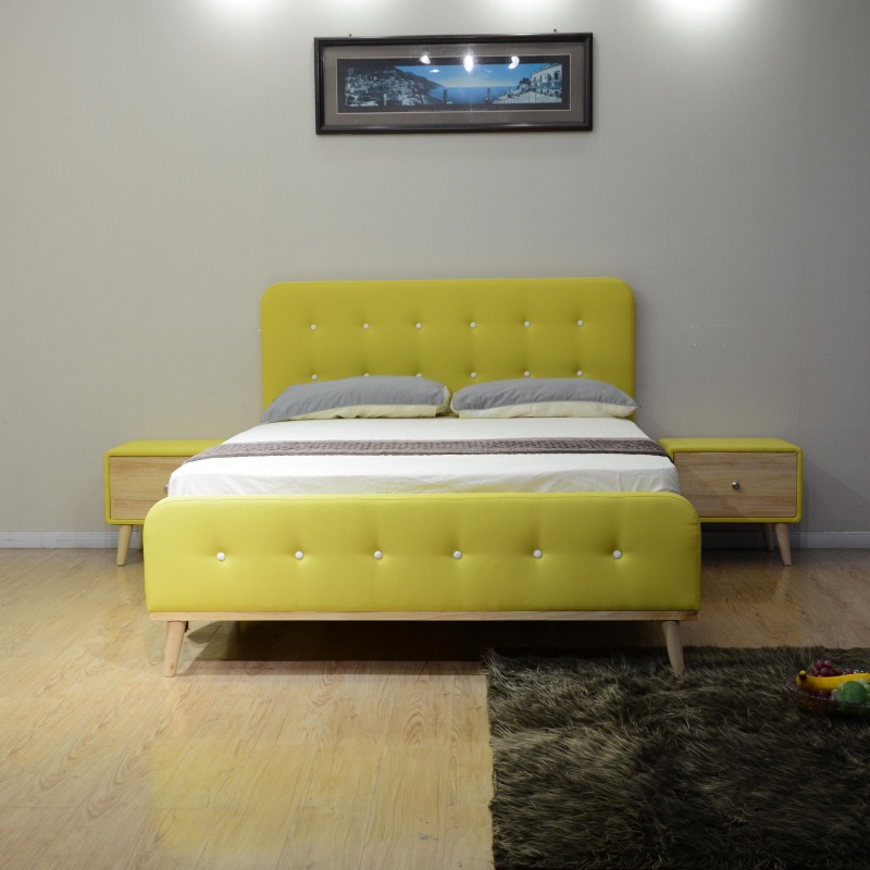 Huayang Modern Bedroom Furniture Linen Platform Upholstered Hotel Bed