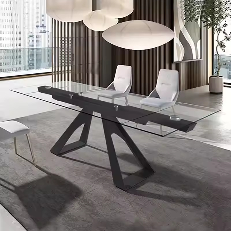 Transparent Rectangular Extendable Dining Table