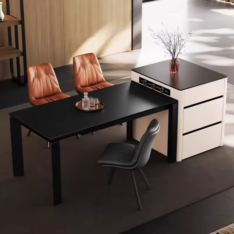 Nordic Black Modern Rectangular Extending Dining Table