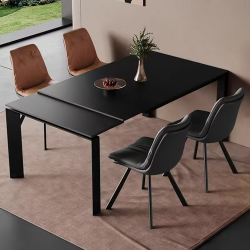 Nordic Black Modern Rectangular Extending Dining Table