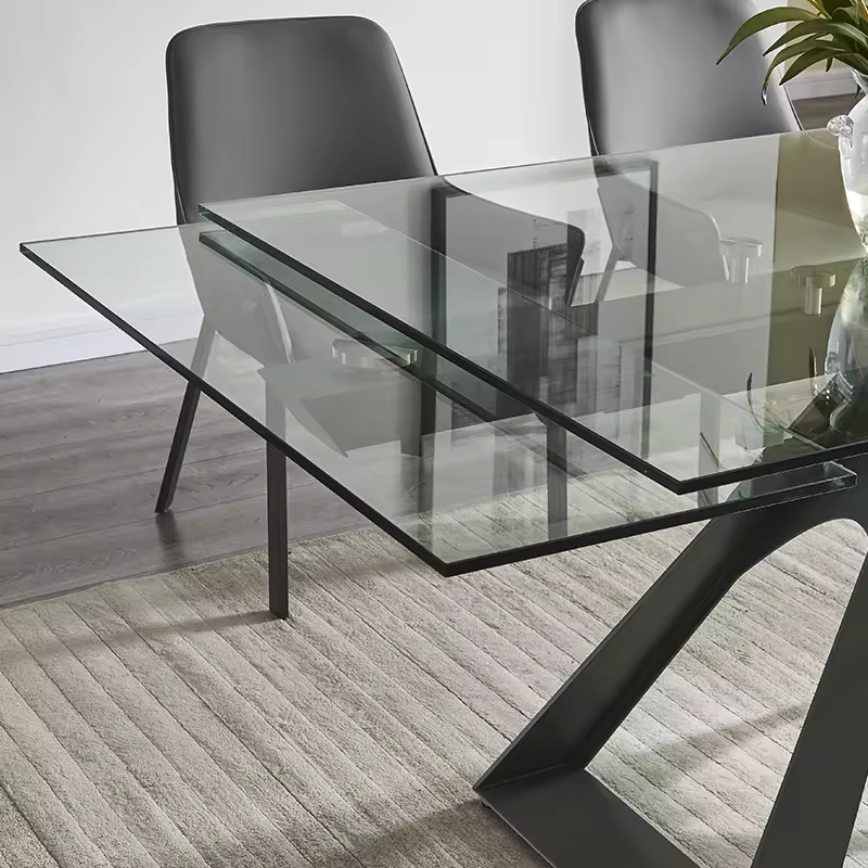 Transparent Rectangular Extendable Dining Table