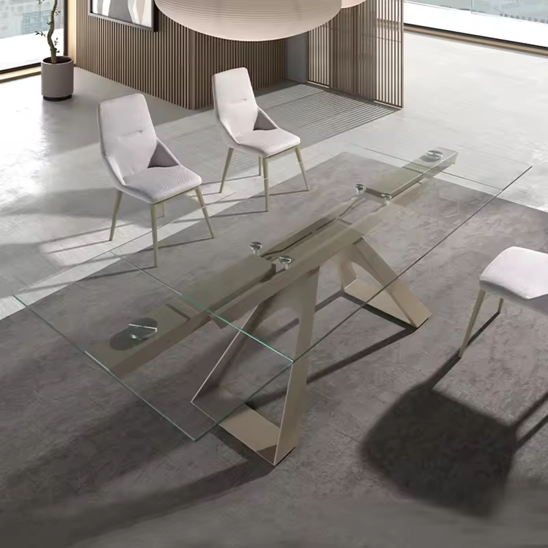 Transparent Rectangular Extendable Dining Table