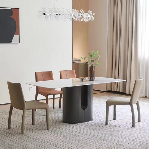 Italian Design Metal Four Seater Rectangular Sintered Stone Dining Table Chairs Set
