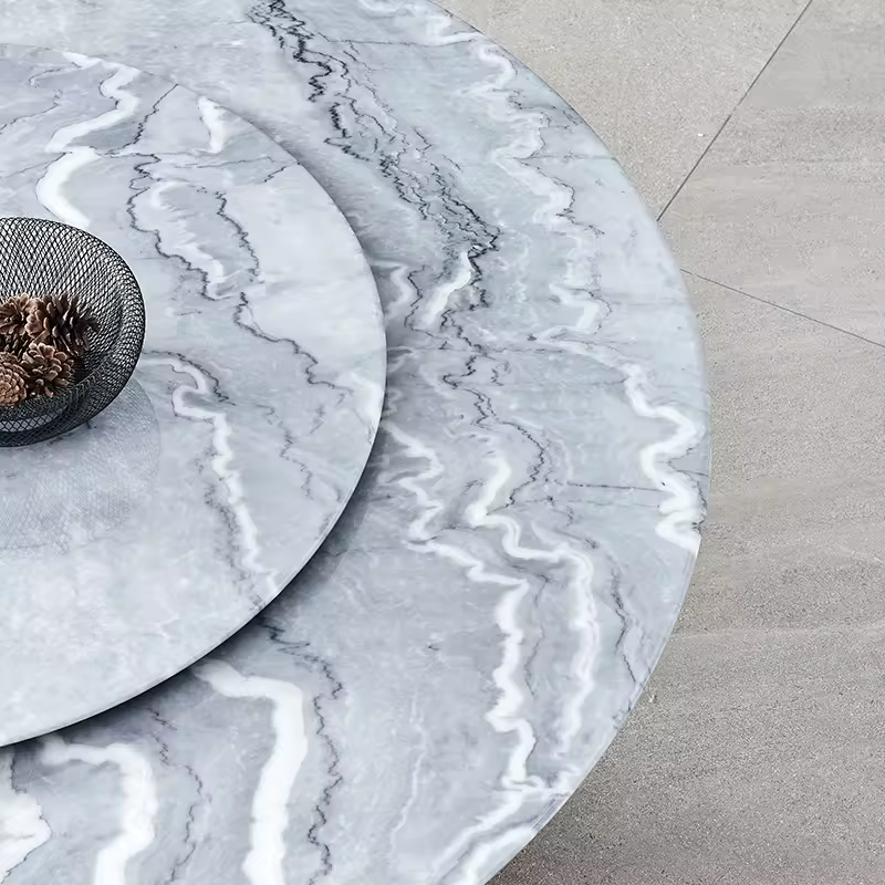 Luxury Revolving Marble Top Round Dining Table