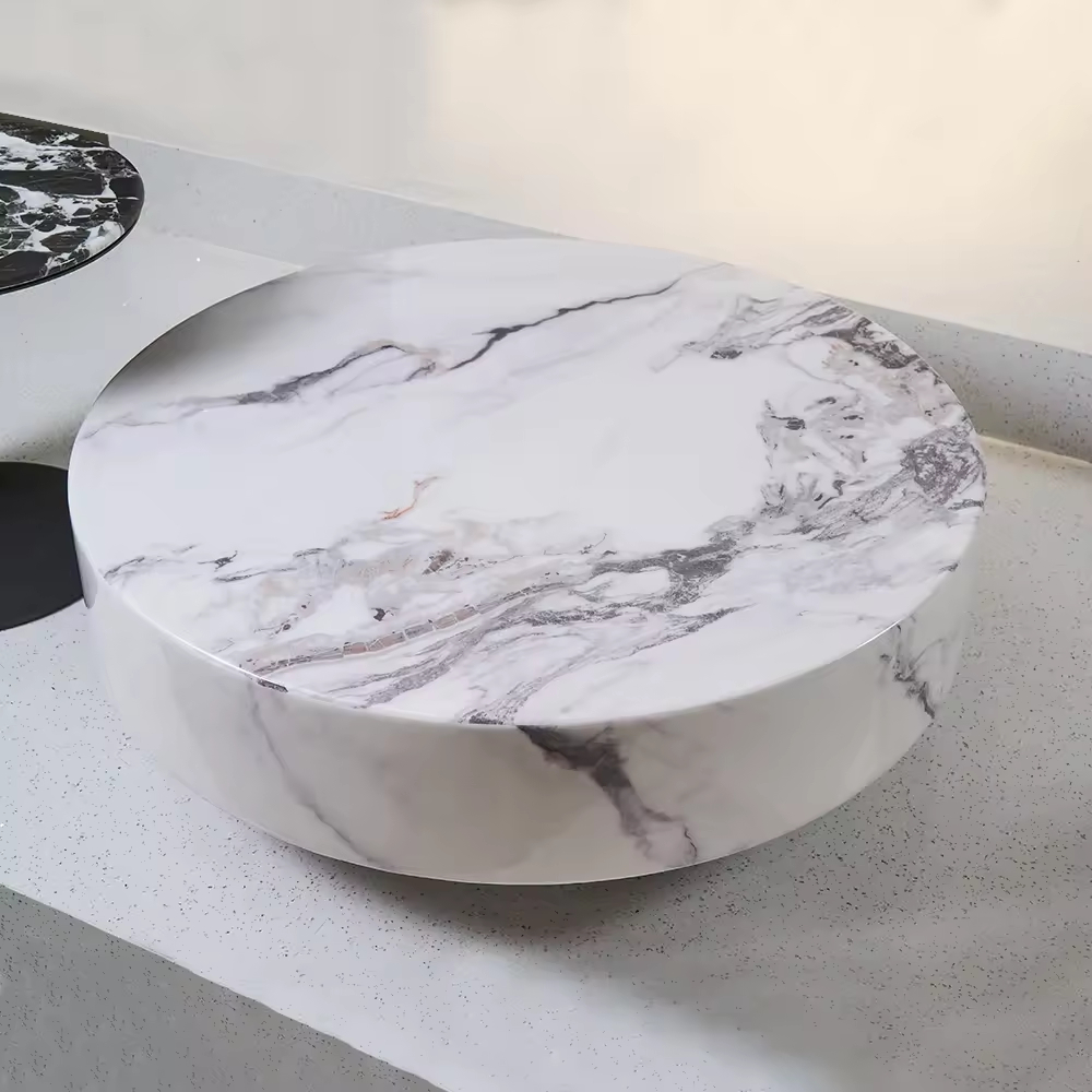 Modern Living Room Marble Top Round Coffee Table