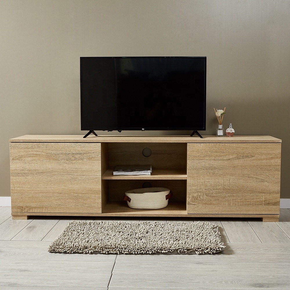Two Drawers TV Unit With Metal Frame / Glass Top End Table