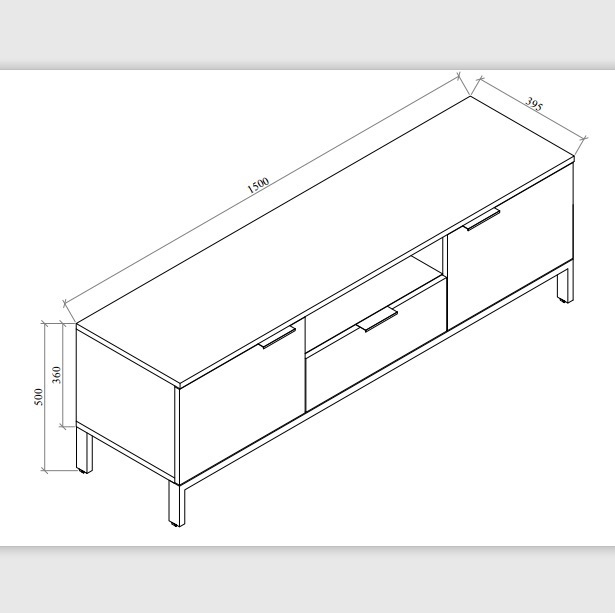 Two Drawers TV Unit With Metal Frame / Glass Top End Table