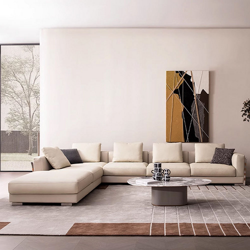 Nordic Style Living Room Leather L-shaped Combination Sofa
