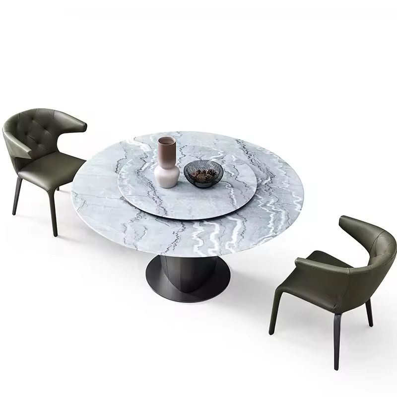 Luxury Revolving Marble Top Round Dining Table