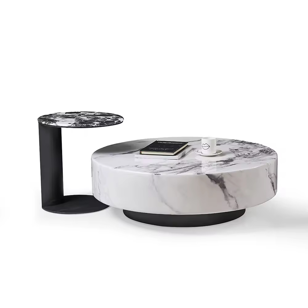 Modern Living Room Marble Top Round Coffee Table