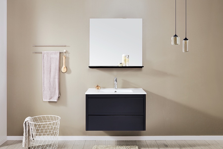 Wall Mount Solid Wood Wall Washbasin Plywood Waterproof Bathroom Vanity Cabinets With Mirror