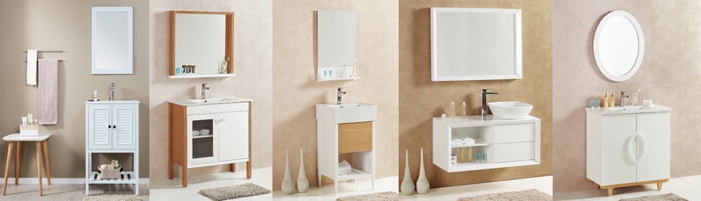 Wall Mount Solid Wood Wall Washbasin Plywood Waterproof Bathroom Vanity Cabinets With Mirror