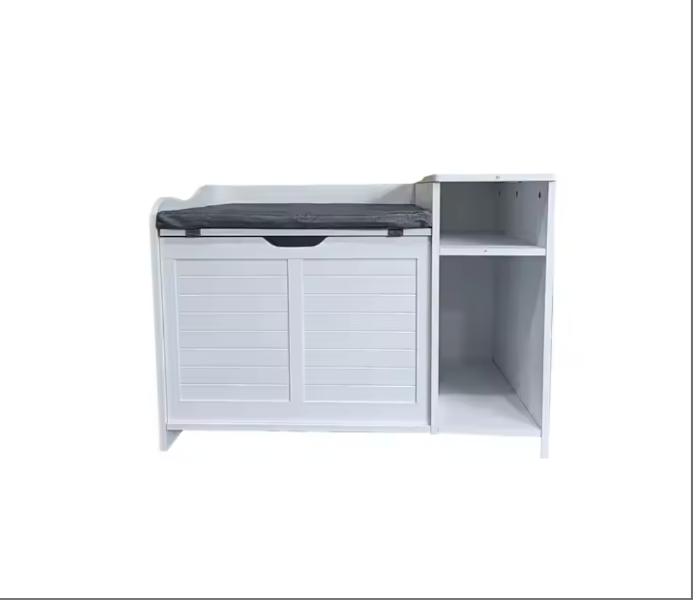 Cat Shelves Wooden Interior Hidden Cat Litter Box Japanese Style White Cat Litter Cabinet With Cushions