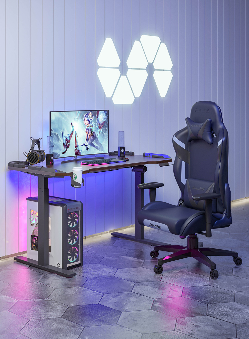 LED Gaming Desk with Cable Management