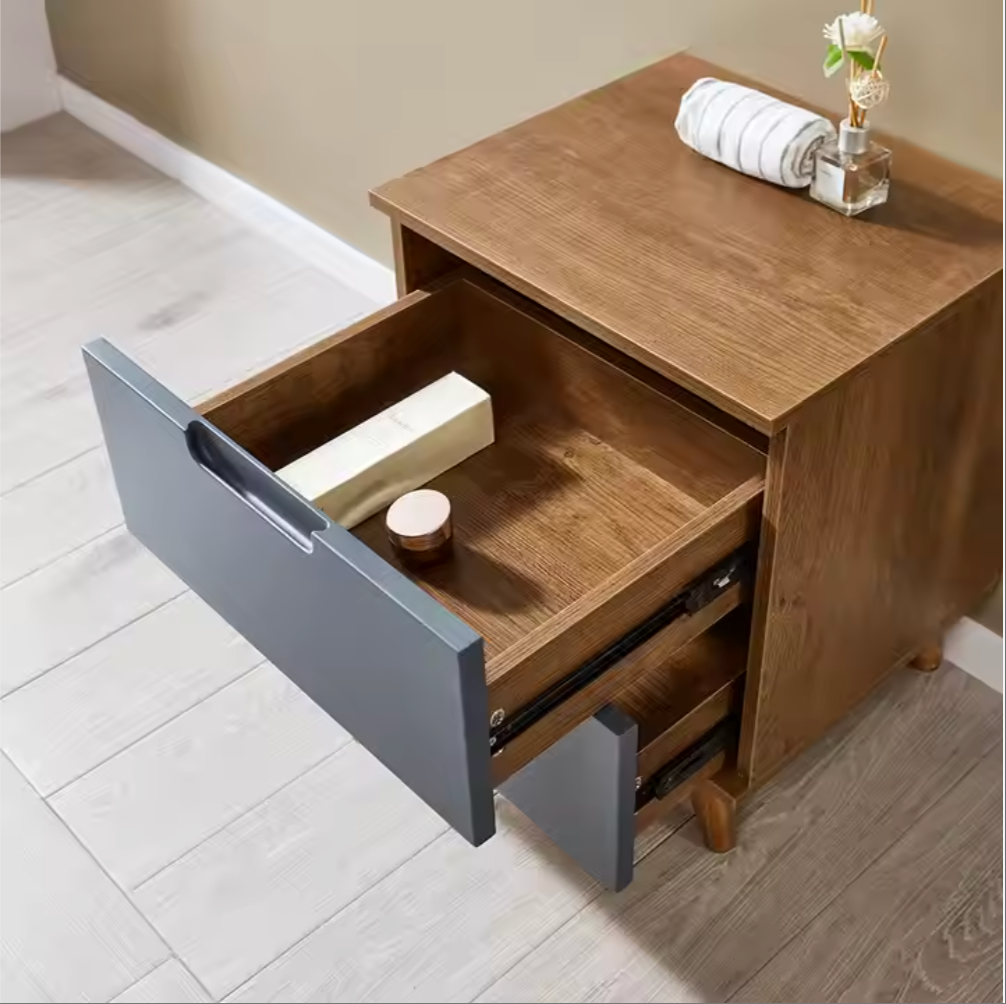 Home Styles Nightstand in Wooden Feature Lacquer Drawers Plank Top Design With Two Drawer Night Stand