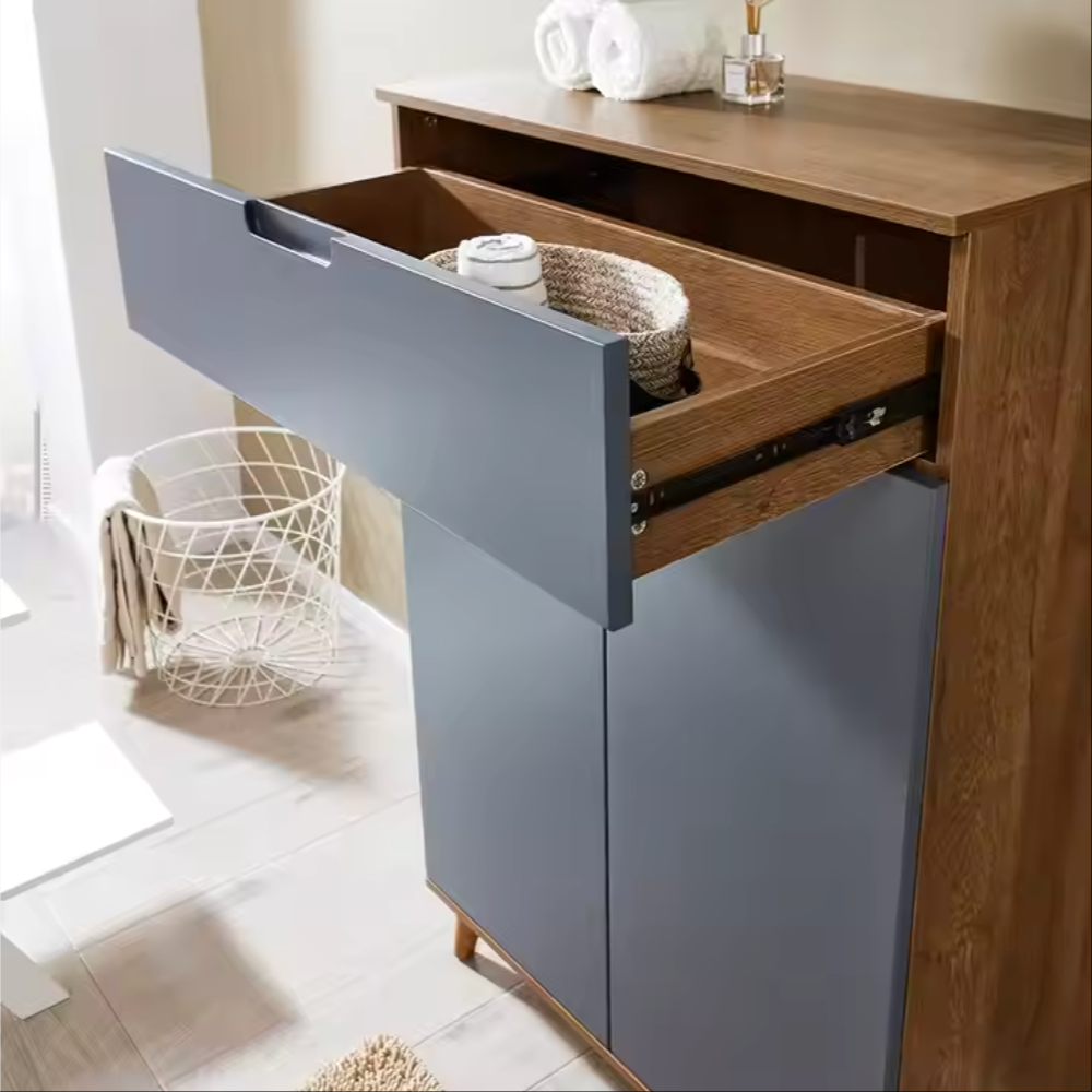 Solid Wood Legs Wooden Shoe Vanity Dresser Table 1Drawer and 2 Doors Shoe Closet for Living Room