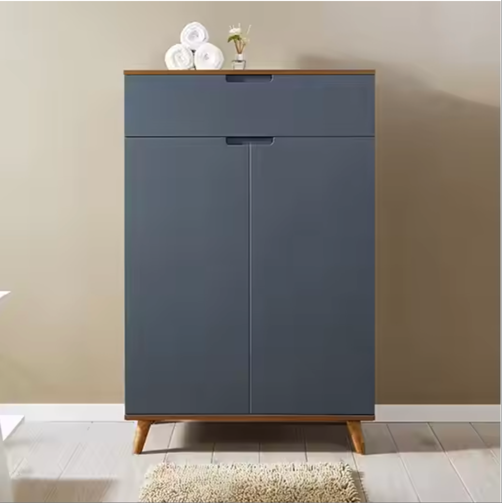 Solid Wood Legs Wooden Shoe Vanity Dresser Table 1Drawer and 2 Doors Shoe Closet for Living Room