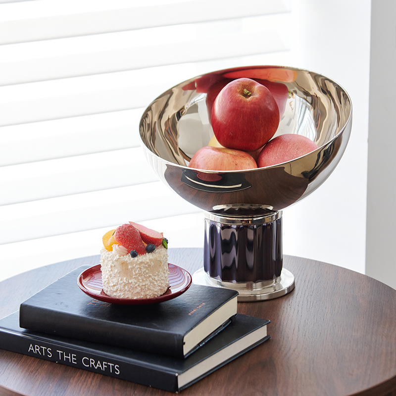 India - Imported Silver - Colored Ribbed Fruit Bowl