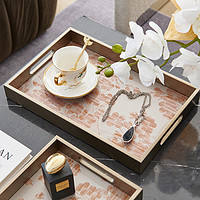 Light Golden Rectangular Gilded Blooming - Petal Tray