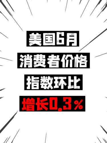 美国6月消费者价格指数环比增长0.3%