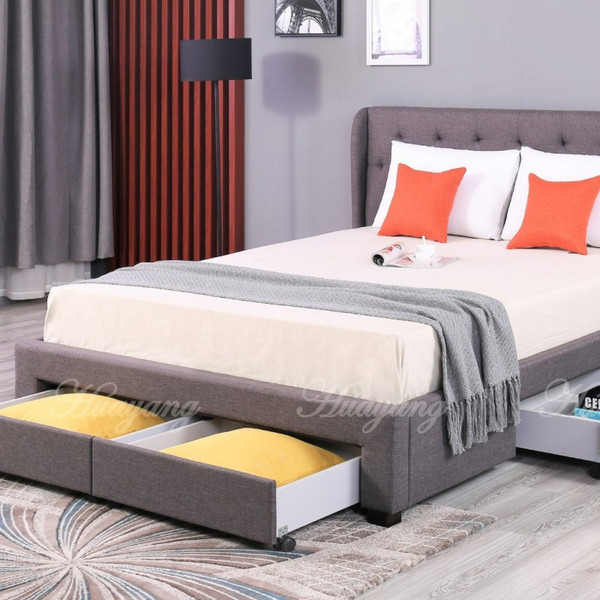 Huayang Cartoon design Bedroom Simple Storage Queen Size Upholstered Bed Frame