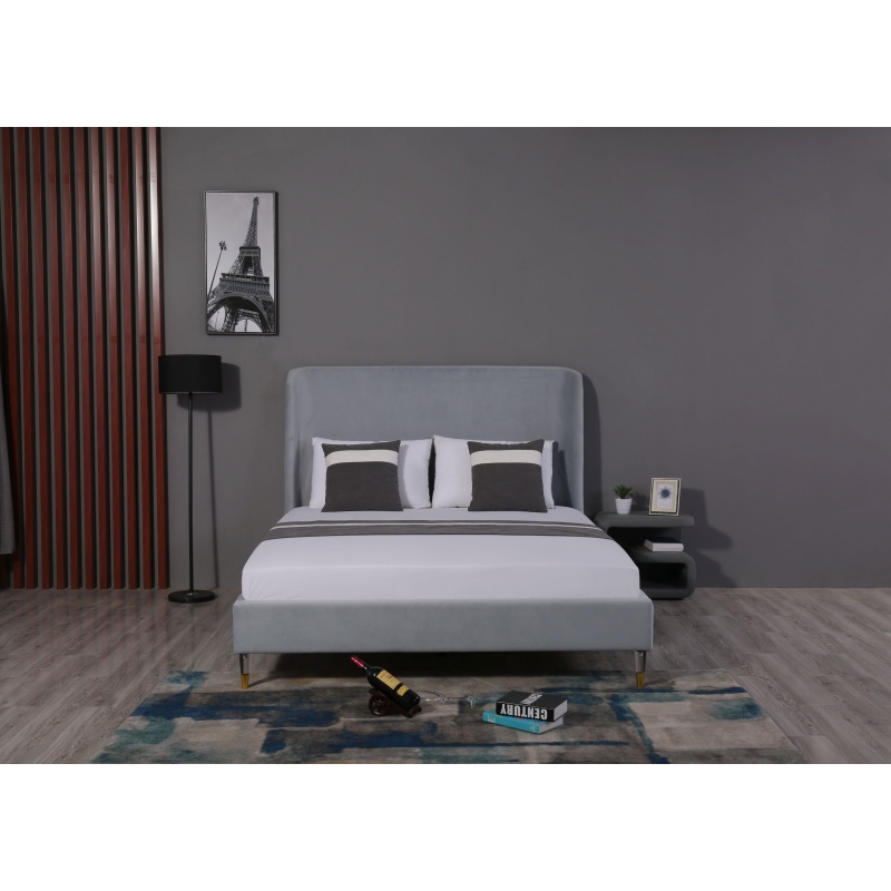 Hot Double Modern Huayang Customized Design Frame Velvet Bed Home Furniture