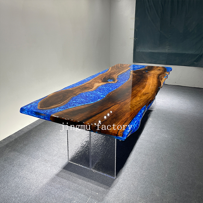 Latest Design Furniture Black Walnut Table Solid Wood Slab Epoxy Resin Dining Table Top