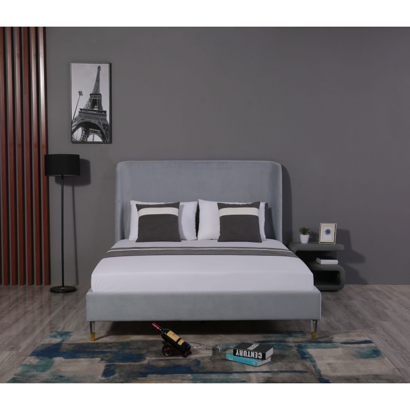 Hot Double Modern Huayang Customized Design Frame Velvet Bed Home Furniture