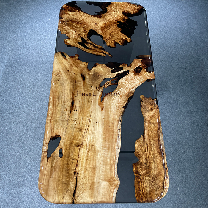 Custom Camphor Wood Hotel Villa Restaurant Dinner Kitchen Dining Room Table River Handmade Epoxy Resin Slab with Acrylic Base