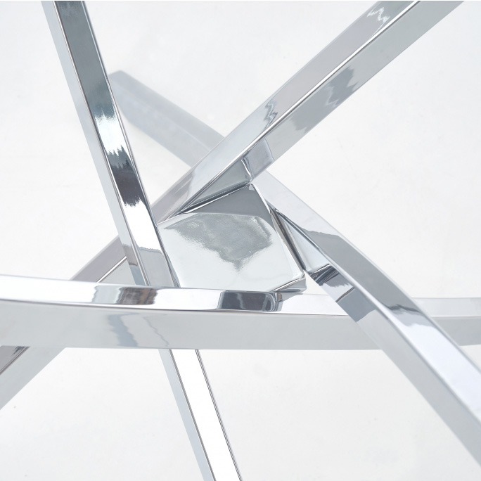 Round Clear Tempered Glass Dining Table With Metal Feet