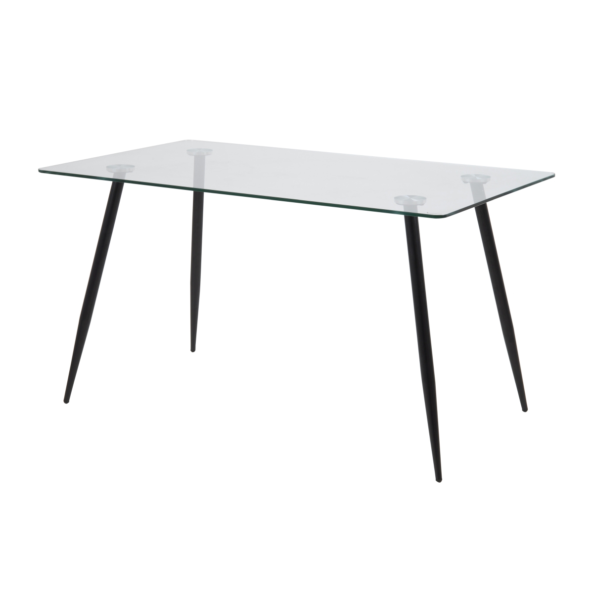 Rectangle tempered glass dining table with metal feet