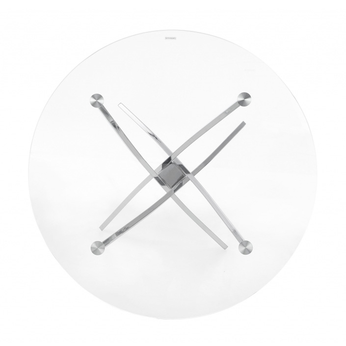 Round Clear Tempered Glass Dining Table With Metal Feet