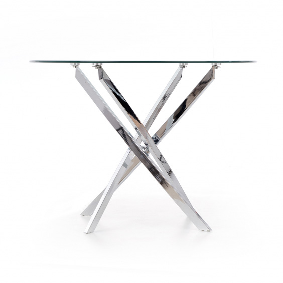 Round Clear Tempered Glass Dining Table With Metal Feet