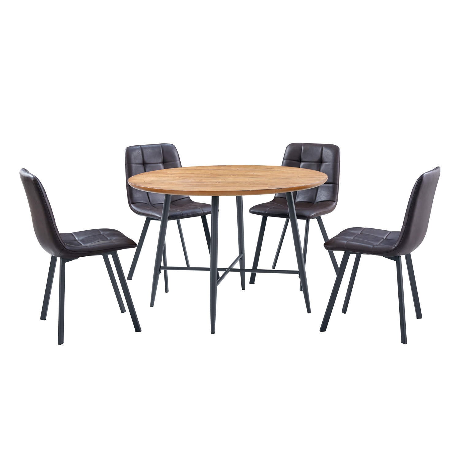 Round Veneered Wooden Dining Table