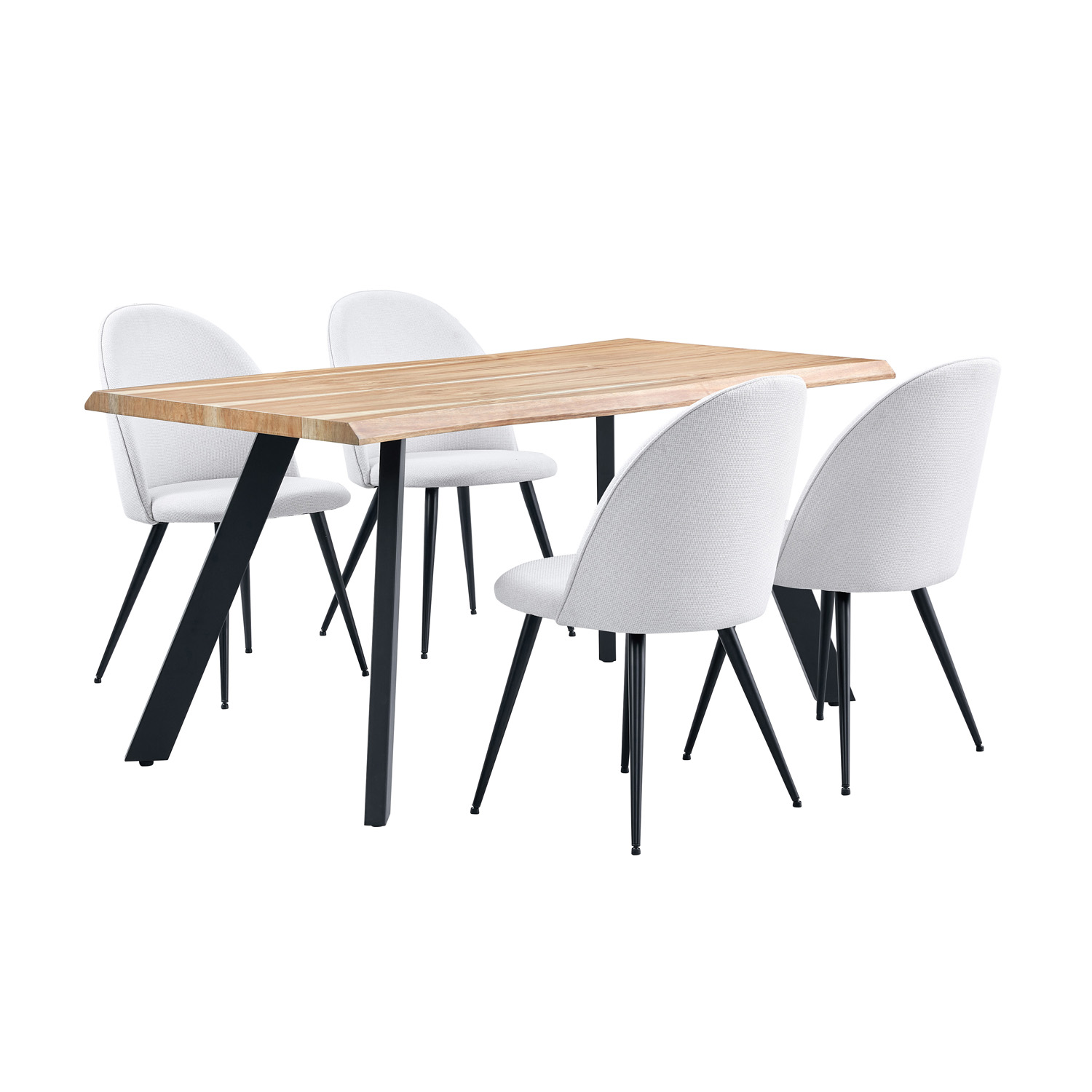 Rustic rectangle wooden dining table with metal feet