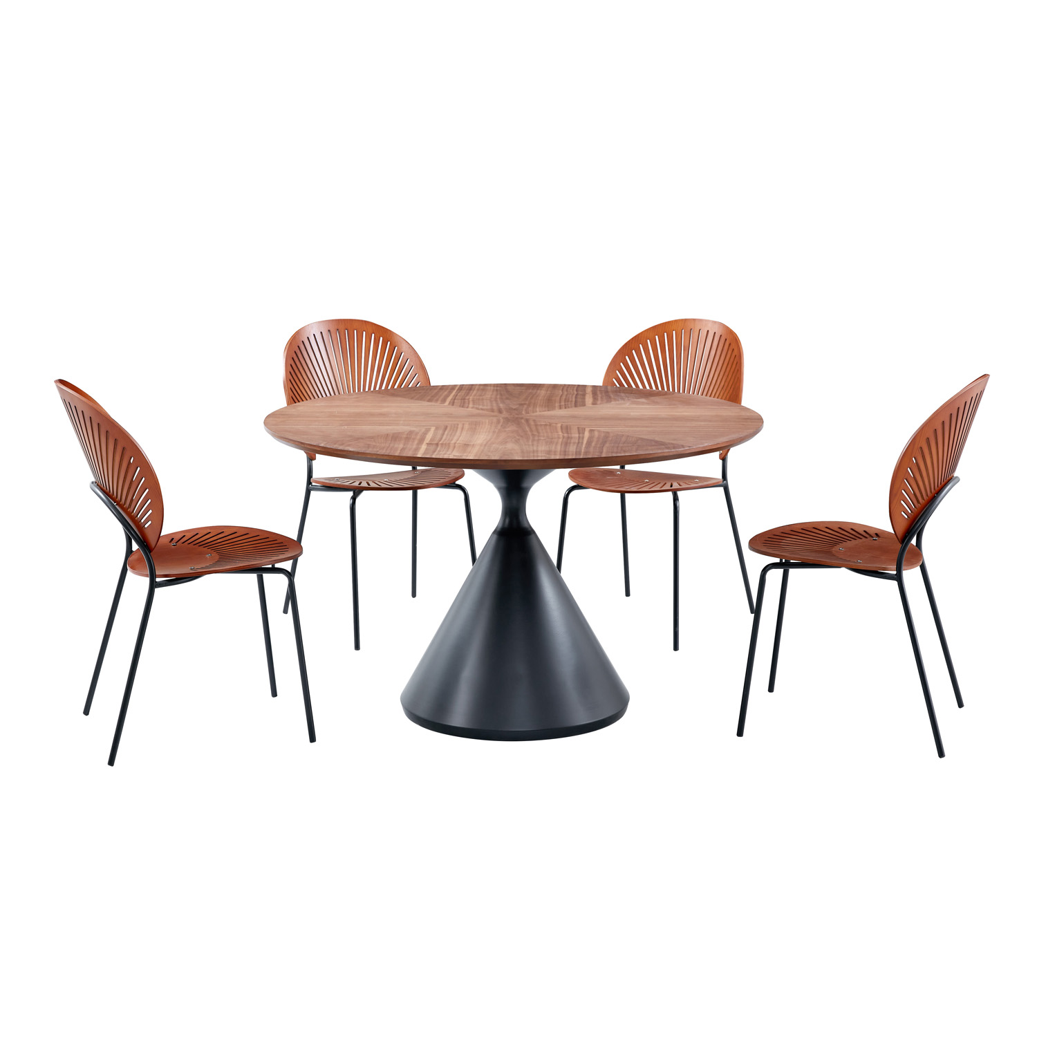 Vintage Veneered MDF dining table with metal base