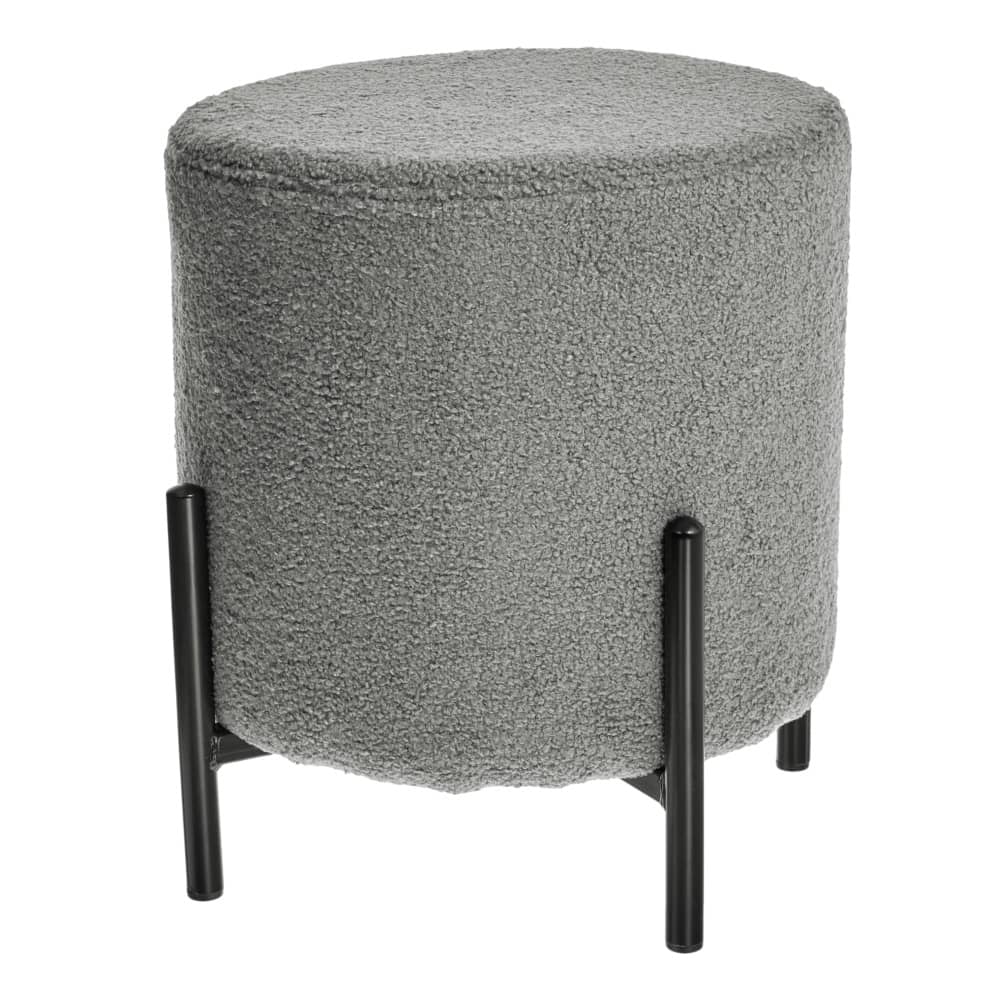 Round Dark Gray Teddy Ottoman