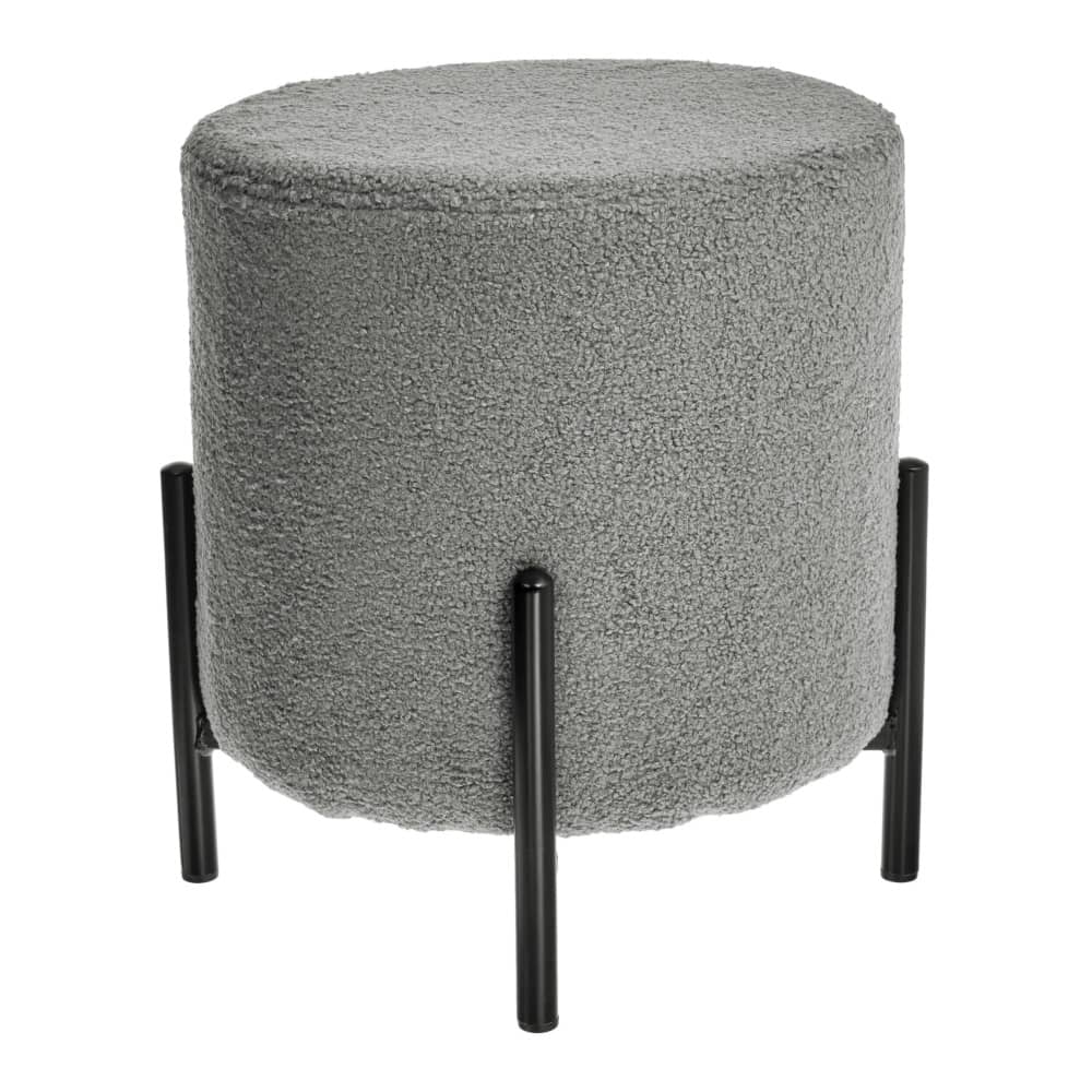 Round Dark Gray Teddy Ottoman
