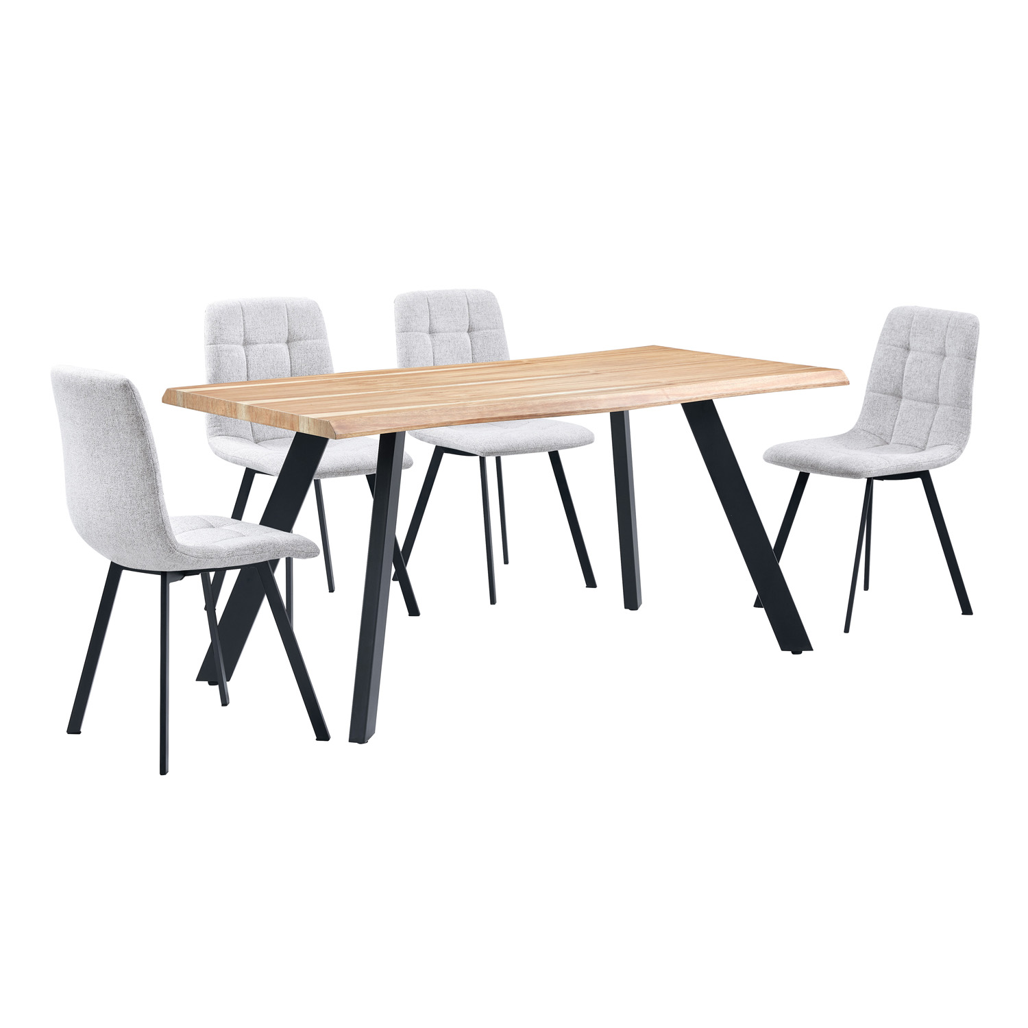 Rustic rectangle wooden dining table with metal feet