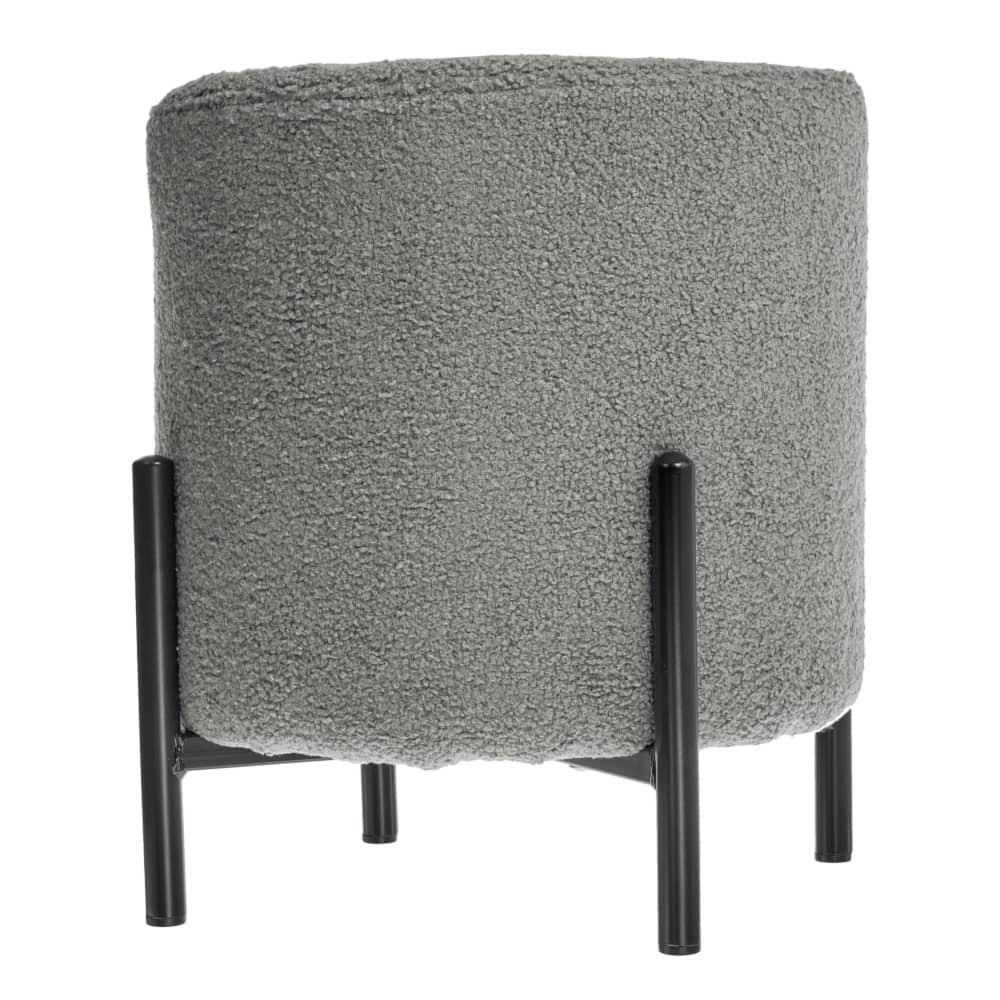 Round Dark Gray Teddy Ottoman