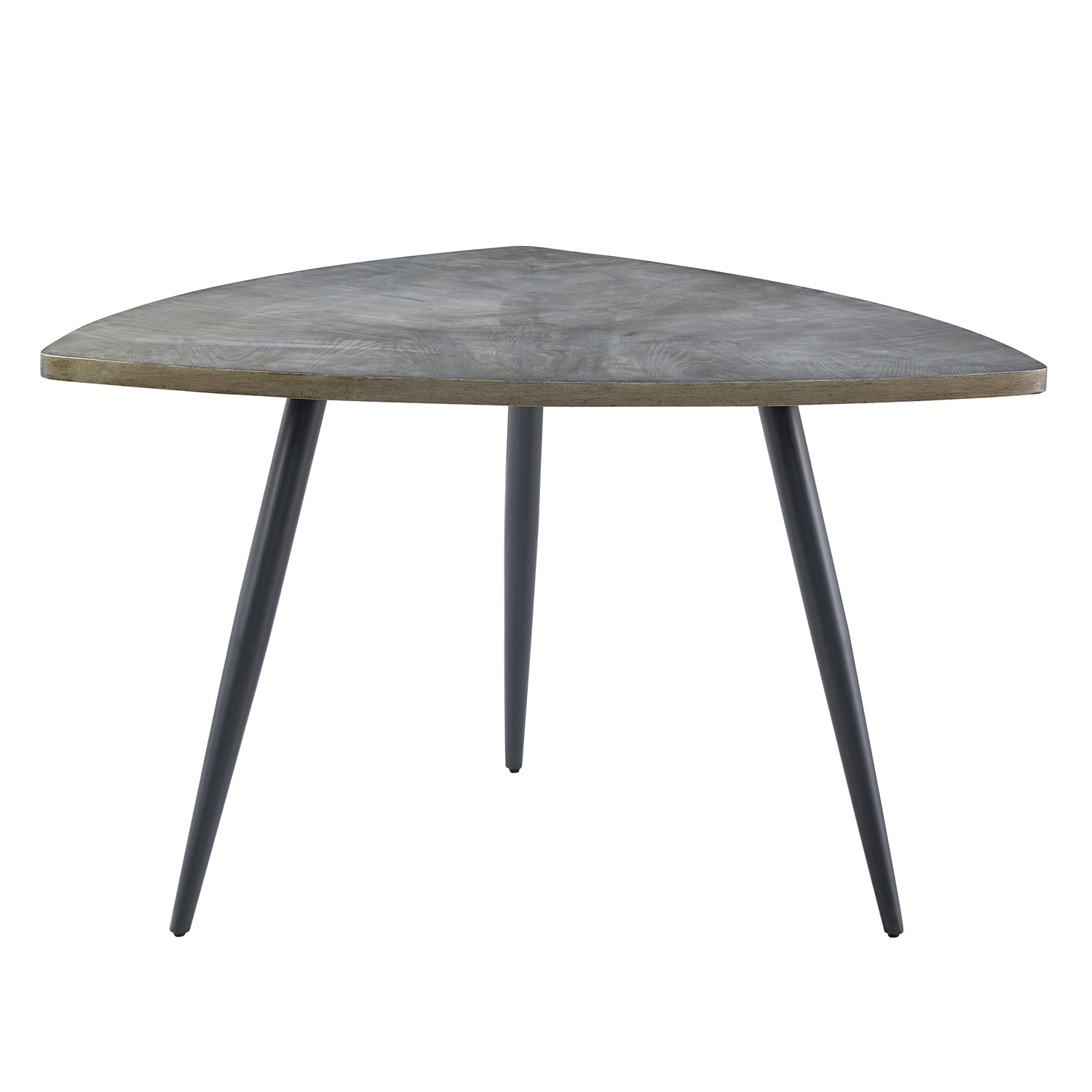 Dark gray wooden dining table with metal legs