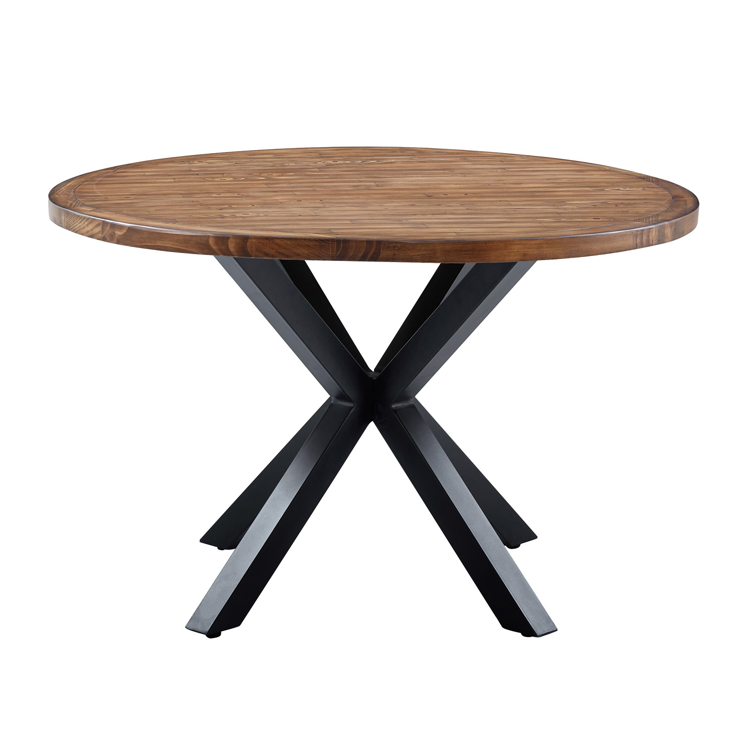 Round Veneered Dining Table With Metal Base