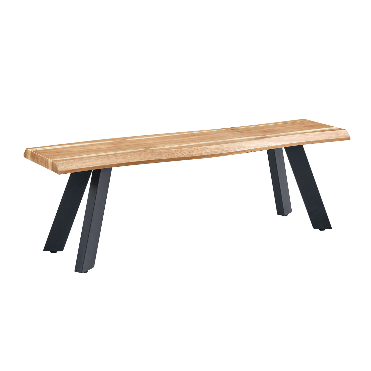 Rustic Veneered Wooden Dining Bench With Metal Feet