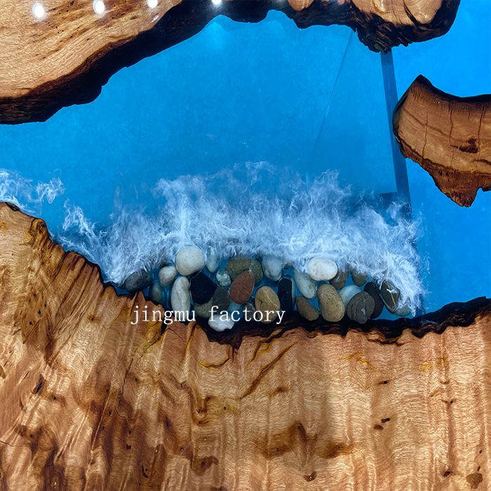 Unique Design Restaurant Camphor Table Solid Wood Slab Epoxy Resin River Dining Table Top
