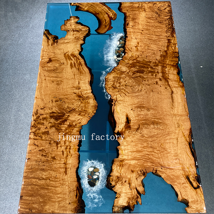 Unique Design Restaurant Camphor Table Solid Wood Slab Epoxy Resin River Dining Table Top